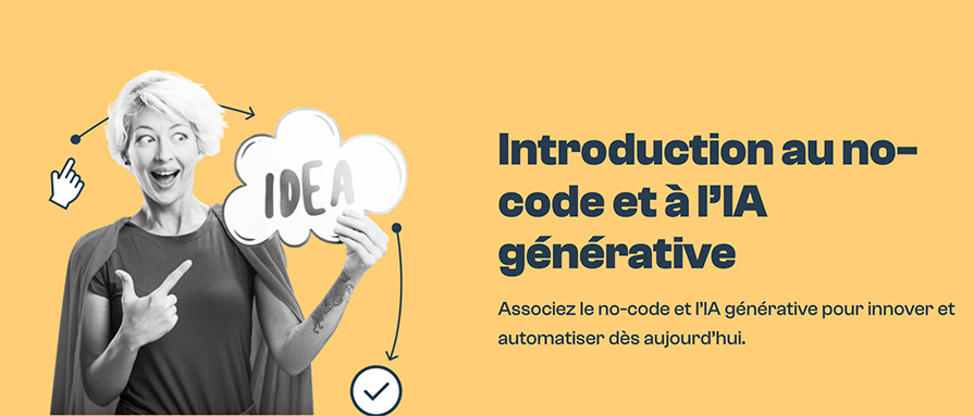 Publicité pour la formation no-code et ia de WEX Academy. Cliquez dessus pour accéder à la formation