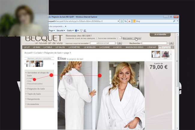 testu Screenshot d'un test utilisateur avec eye-tracking