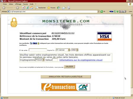 Template de page de paiement fourni par ATOS