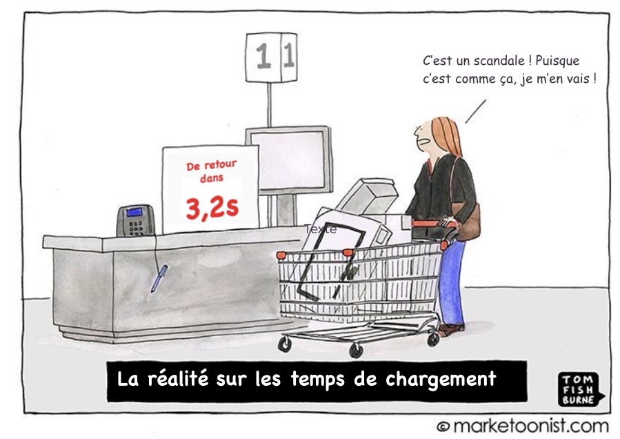 Illustration d'une personne ne pouvant patienter en magasin