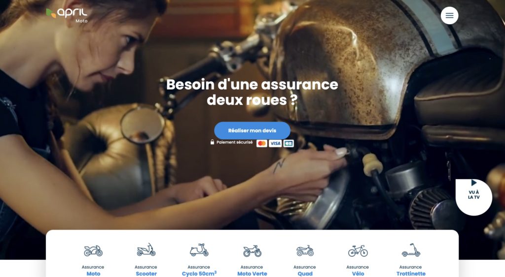 Page d'accueil d'April Moto