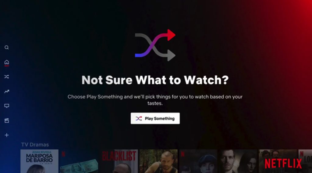 page de netflix avec le bouton "surprenez-moi!" 