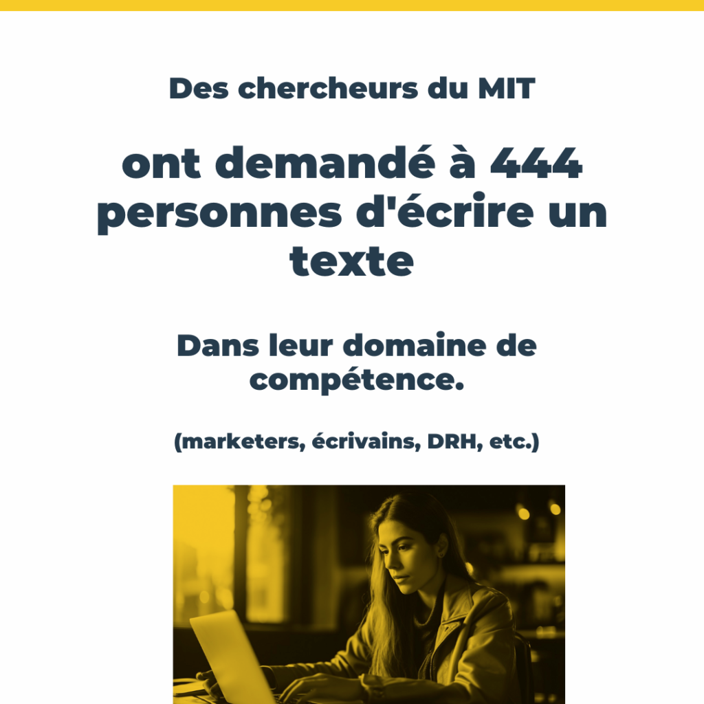 Des chercheurs du MIT ont demandé à 444 personnes d'écrire un texte dans leur domaine de compétence.