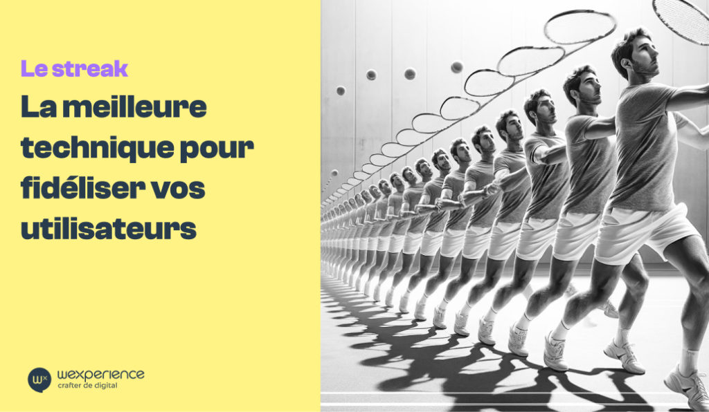 Image d'un tennisman effectuant un coup droit multiplié à l'infini. Illustration de la notion de streak.