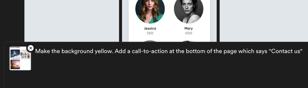 Essai de Galileo.ai : exemple de prompt pour modifier une maquette