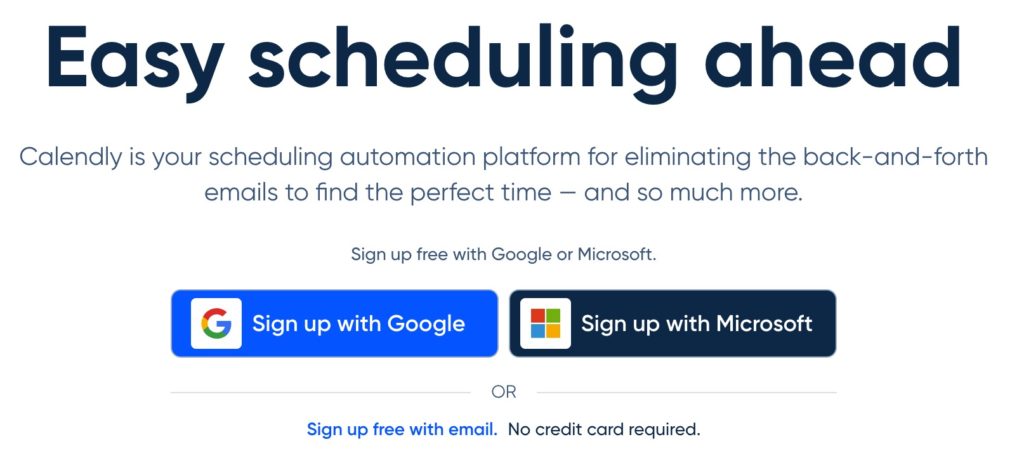 Analyse UX de l'onboarding de Calendly : écran de création de compte