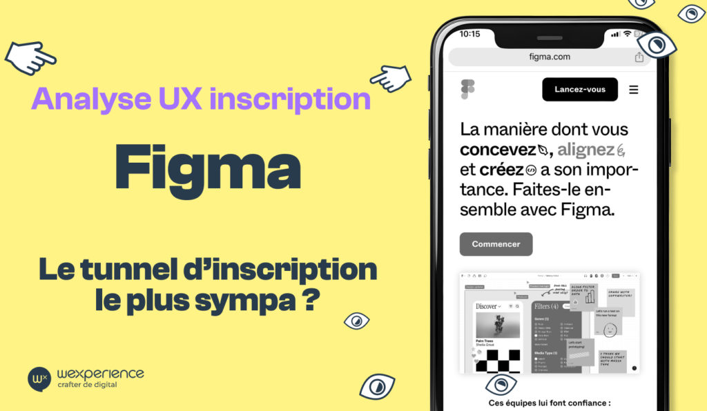 Image de présentation de l'article. Capture d'écran de la page d'accueil de Figma dans un iPhone