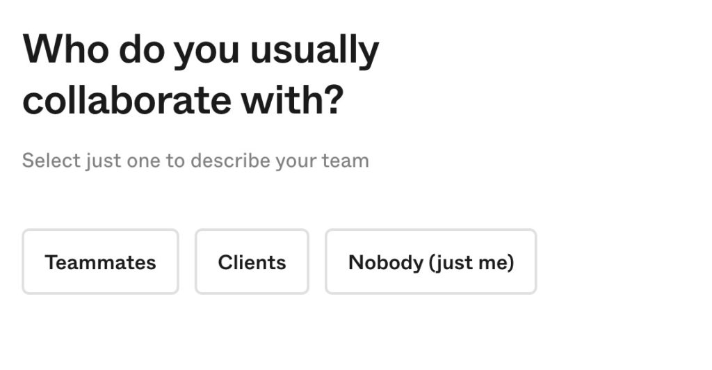 Extrait du tunnel d'inscription de Figma : illustration de l'utilisation des labels