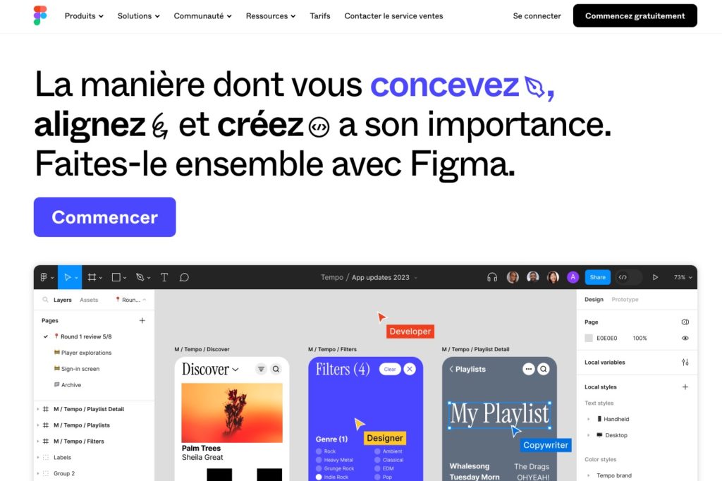 Capture d'écran de la page d'accueil de Figma