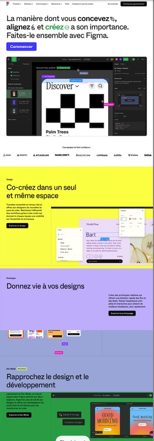 Capture d'écran complète de la page d'accueil de Figma