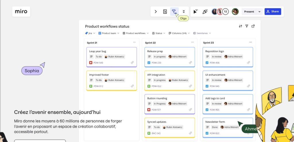 Animation de la page d'accueil de Miro