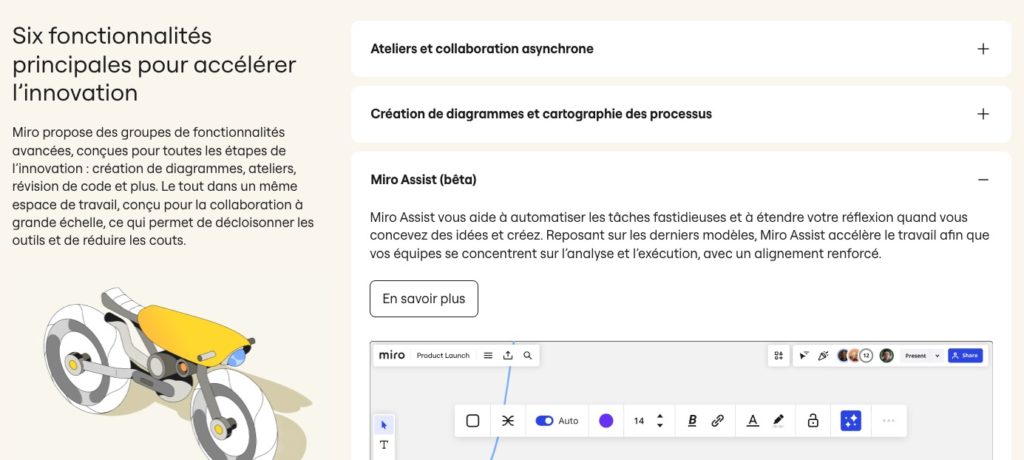 Exemple d'accordéon sur Miro.com
