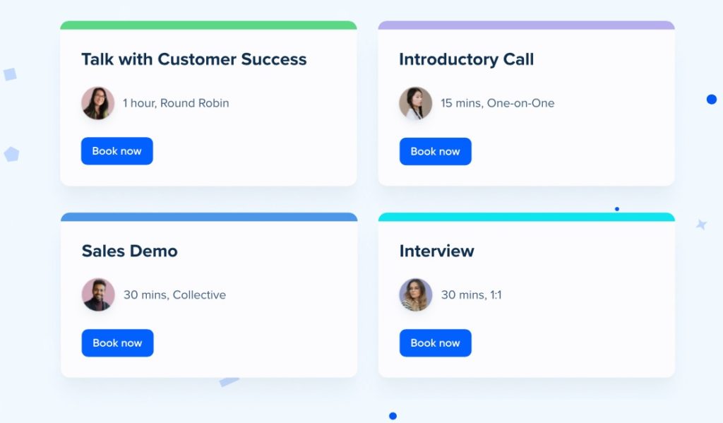 Photo de l'animation de la page d'accueil de Calendly